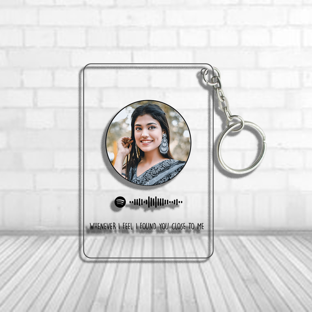 Custom Photo Avatar Spotify Music Code Keychain in Six Colors