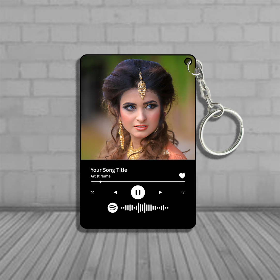 Personalized Large Size Photo Avatar Spotify Music Code Keychain in Six Colors