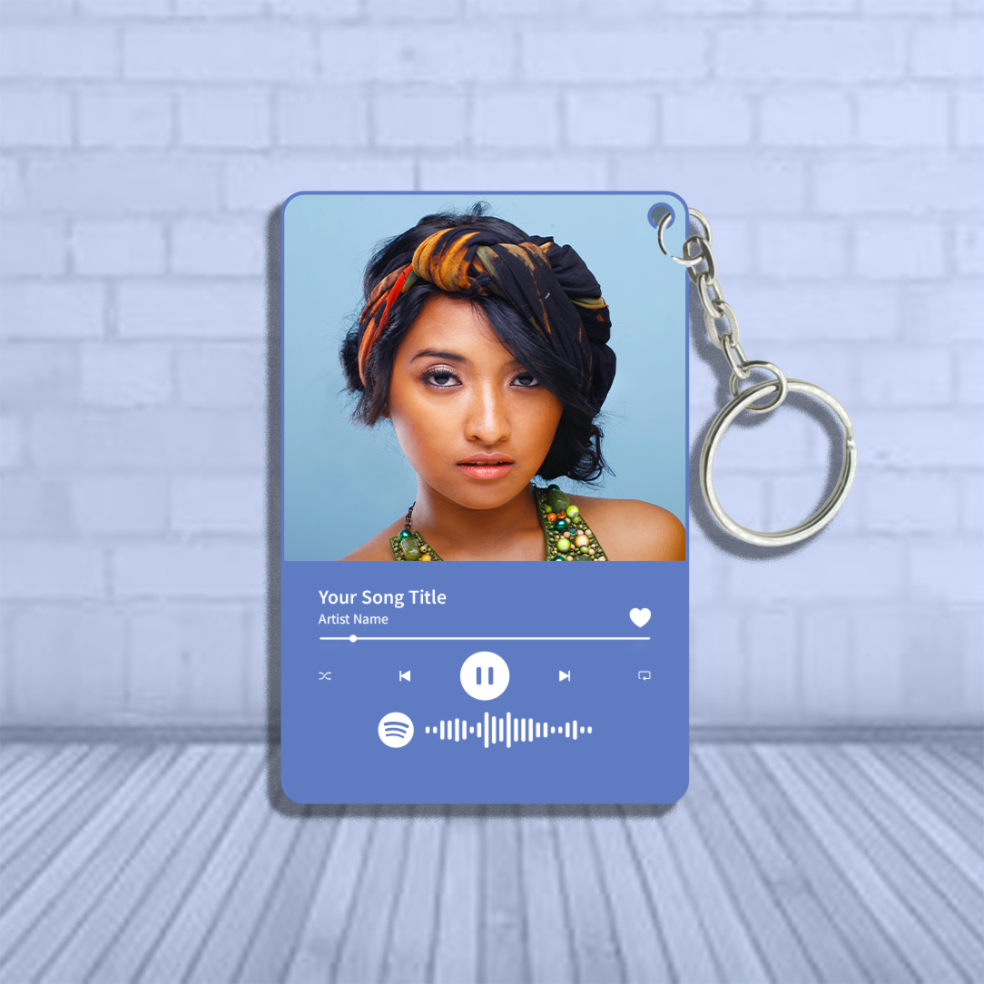 Personalized Large Size Photo Avatar Spotify Music Code Keychain in Six Colors