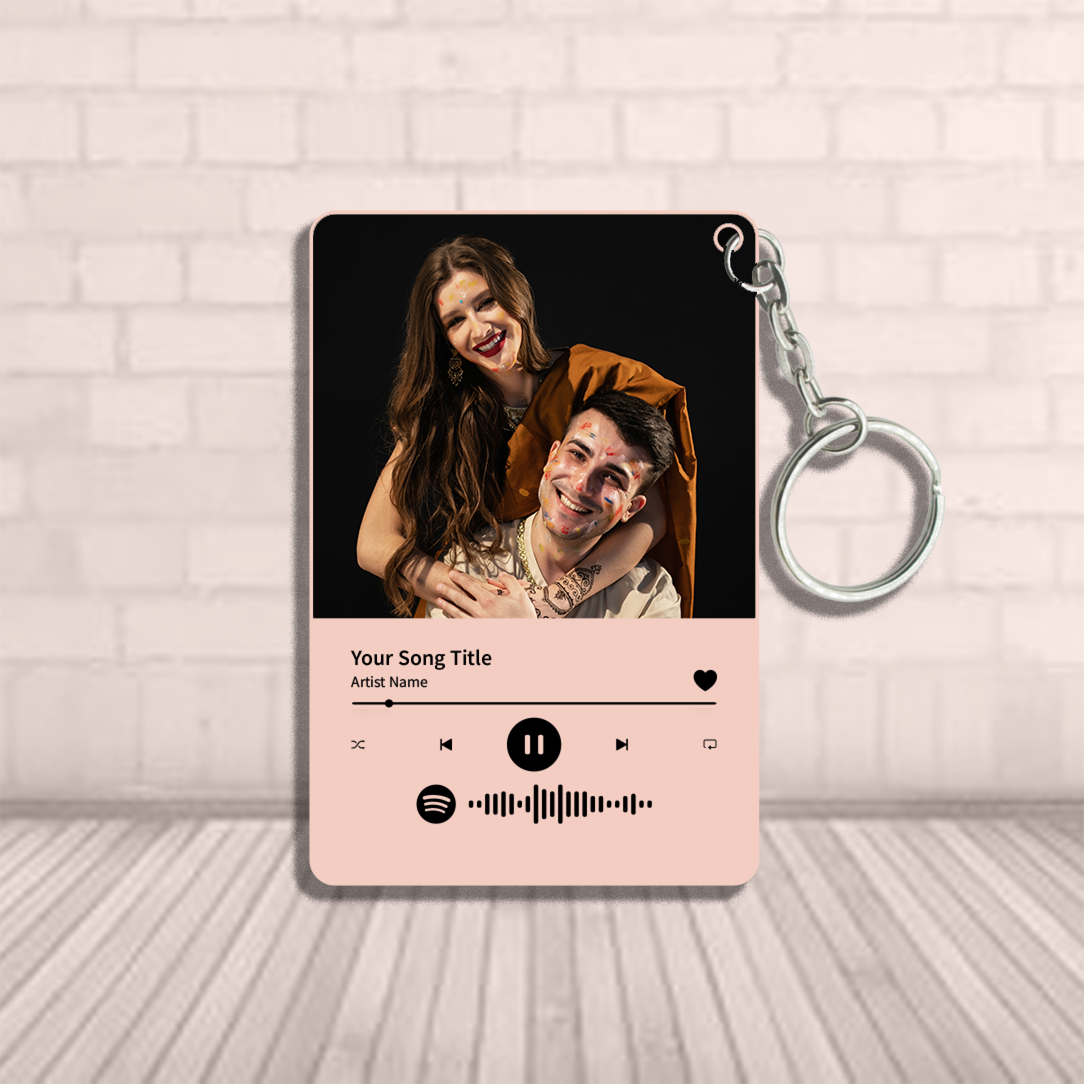 Personalized Large Size Photo Avatar Spotify Music Code Keychain in Six Colors