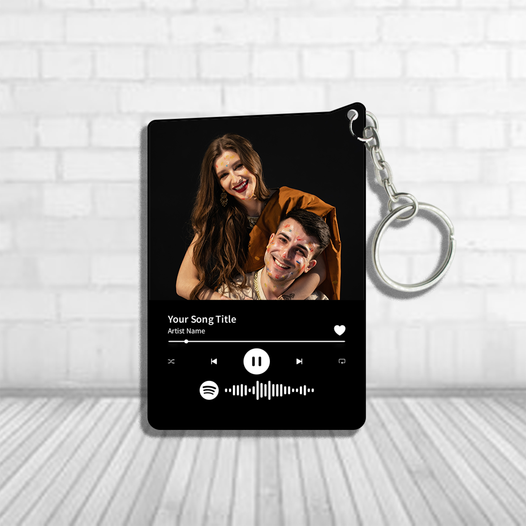 Modern Style Personalized Photo Avatar Spotify Music Code Keychain in Six Colors