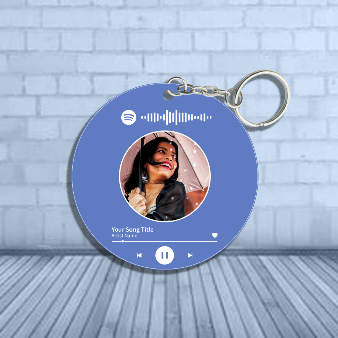 Personalized Round Shaped Spotify Keychain in Six Colors